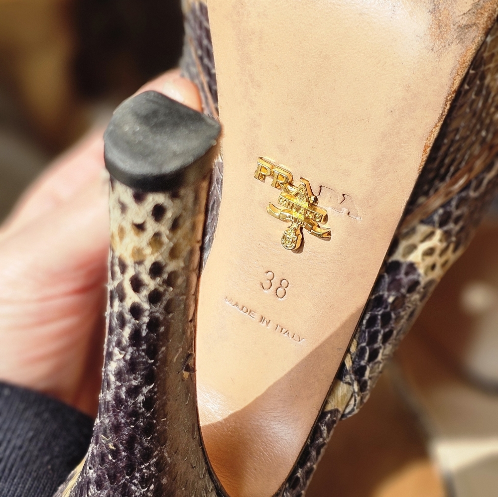 Prada Python Print Slingback Heels - image 7